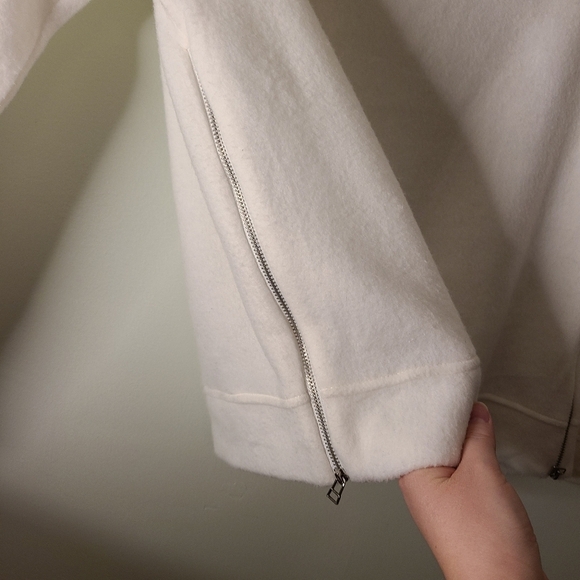 BDG Urban Outfitters White Crew Neck Pullover Sweater Size XS Side Zipper Fleece - Picture 6 of 10